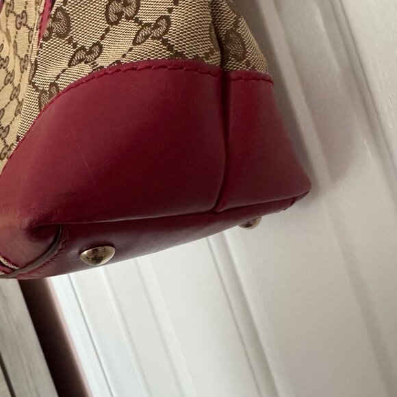 Gucci GG Canvas Heart Tote, Leather Red Trim, Heart Champagne GH, Canvas - Picture 8 of 11
